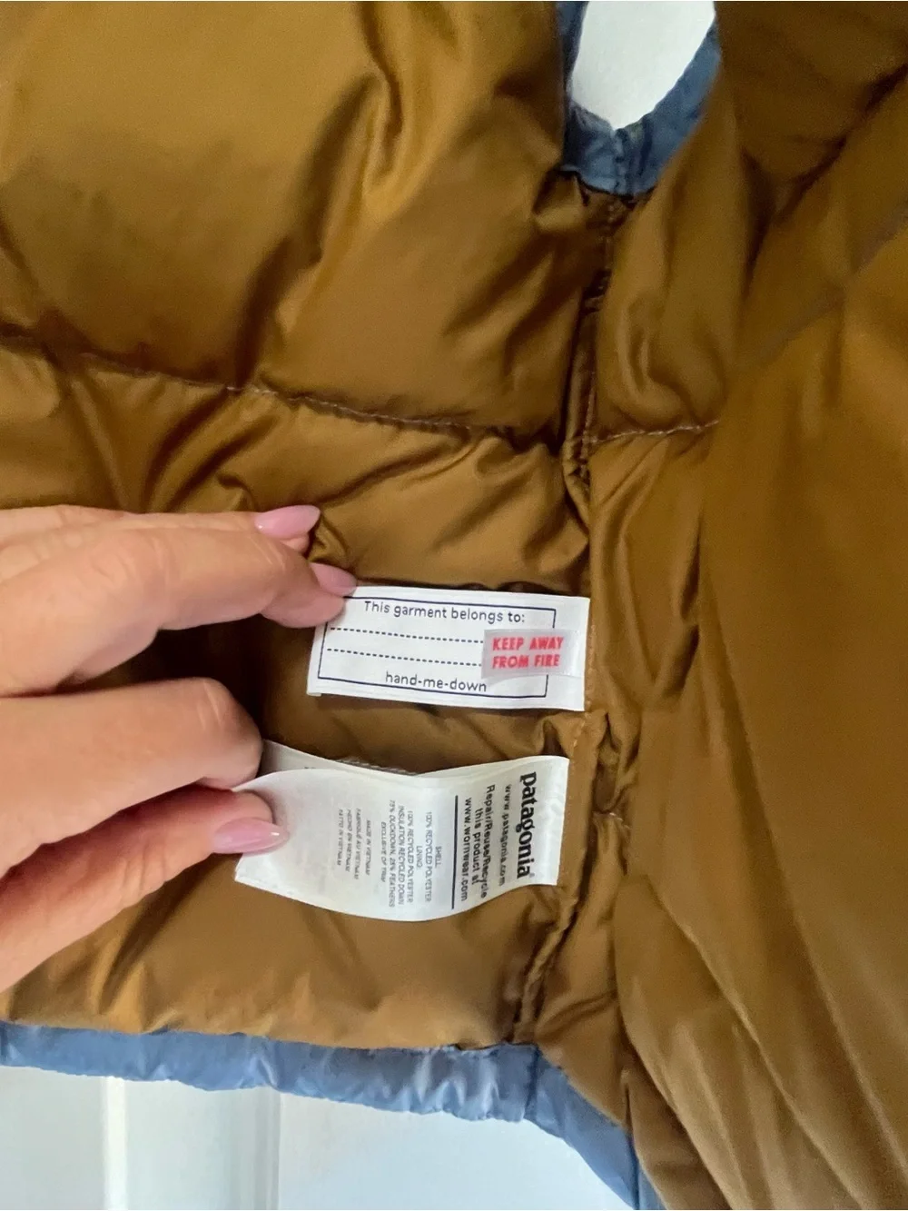 Patagonia Baby Bivy Down Vest Blue Colorblock 3Т ✨Flawed Gem✨